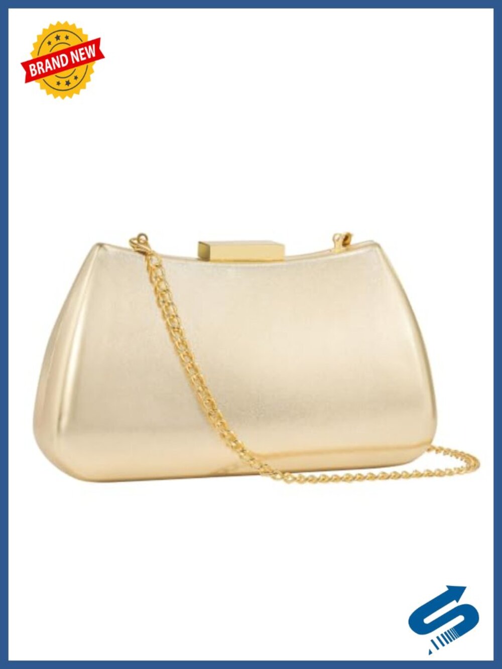 PU Leather Clutch Evening Bag with Chain Strap for Wedding Prom